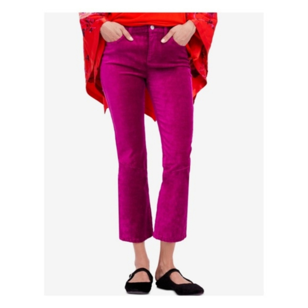 Free People Velvet Bootcut Crop Pants Pink Size 24